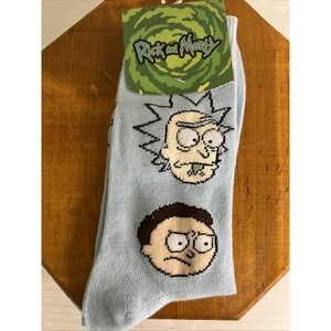 Rick And Morty Men Crew‎ Socks Light Blue  Faces Print  Size 8-12 NWT